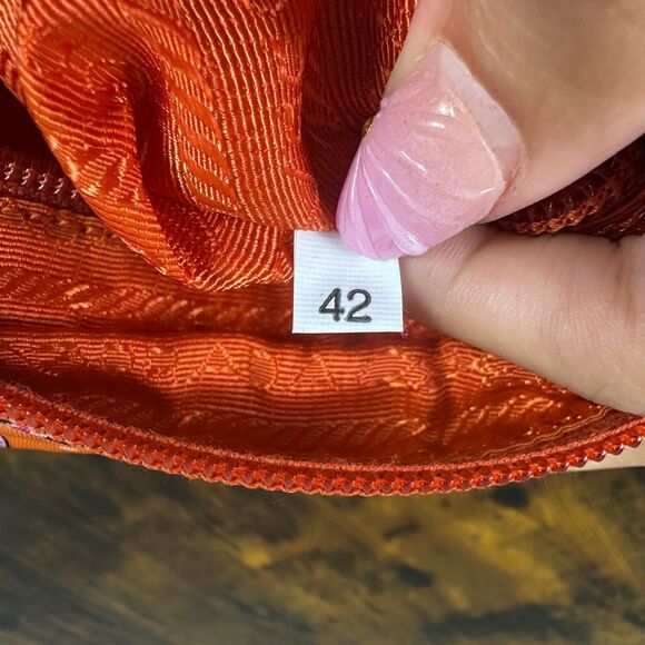 Prada Tessuto Nylon Wristlet Pouch Bag Orange Sombreros Cactus Colorful Festive - Picture 5 of 16
